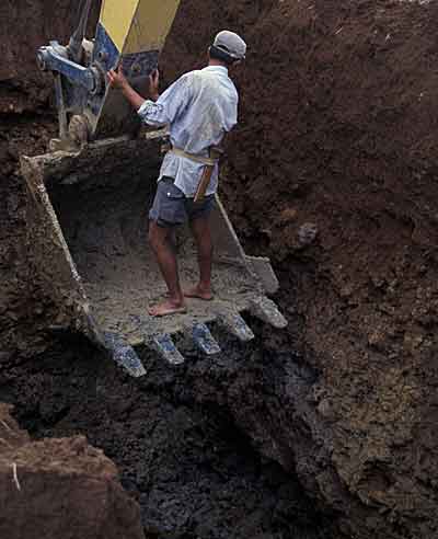 Excavation at the Huay Xai sapphire mine in Laos.