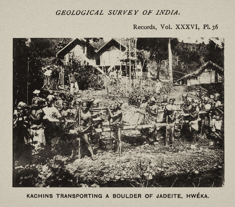 Kachins carrying a large jade boulder
